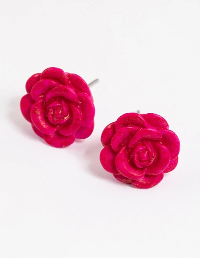 Watercolour Rose Stud Earrings