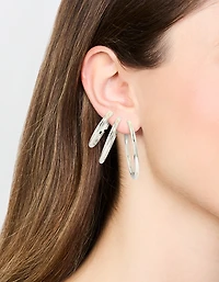 Waterproof Stainless Steel Large Basic Hoop Earrings Pack