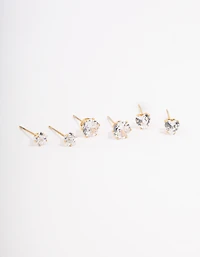 Waterproof Gold Plated Stainless Steel Star & Heart Stud Earrings Pack