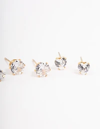 Waterproof Gold Plated Stainless Steel Star & Heart Stud Earrings Pack
