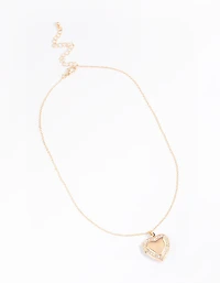 Gold Diamante Twisted Locket Necklace