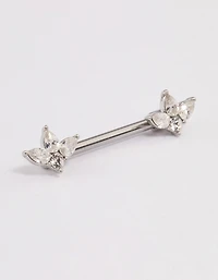 Surgical Steel Cubic Zirconia Double Marquise Nipple Piercing