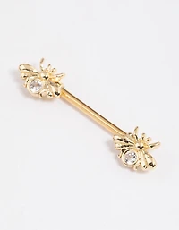 Gold Plated Surgical Steel Double Bee Nipple Piercing