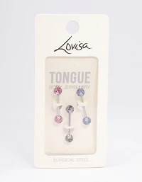 Surgical Steel Glitter Tongue Ring Pack