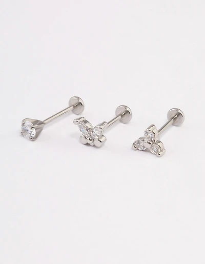 Surgical Steel Cubic Zirconia Butterfly Flat Back Pack