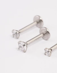 Surgical Steel Cubic Zirconia Stud Flat Back Pack