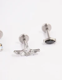 Surgical Steel Cubic Zirconia Plain Flat Back Pack