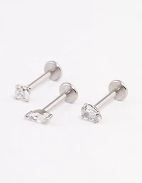 Surgical Steel Cubic Zirconia Classic Flat Back Pack