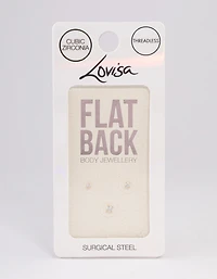 Gold Plated Surgical Steel Cubic Zirconia Stud Flat Back Pack