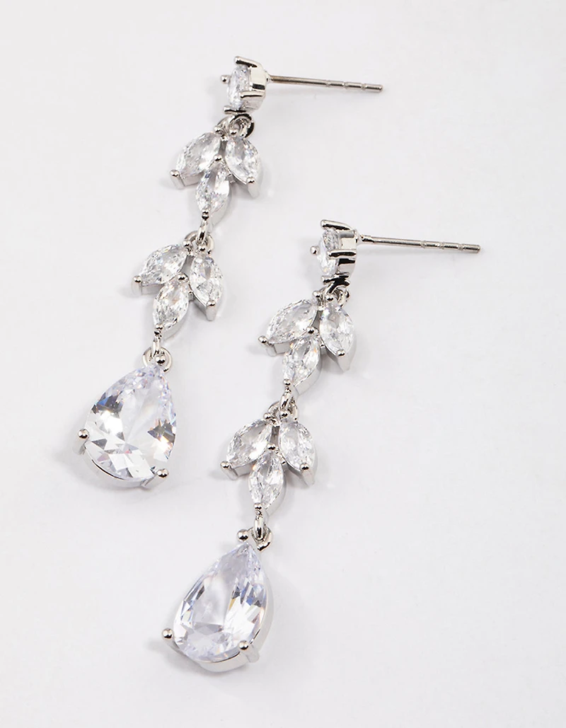 Boucles d’oreilles en forme de goutte d’oreilles en double vigne en argent