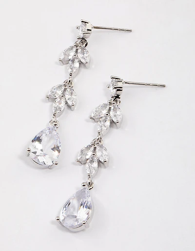 Boucles d’oreilles en forme de goutte d’oreilles en double vigne en argent