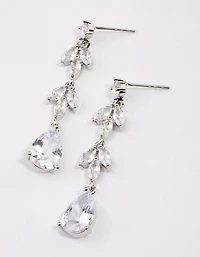 Boucles d’oreilles en forme de goutte d’oreilles en double vigne en argent