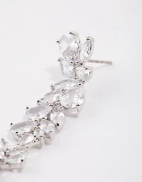 Silver Petal Drop Earrings