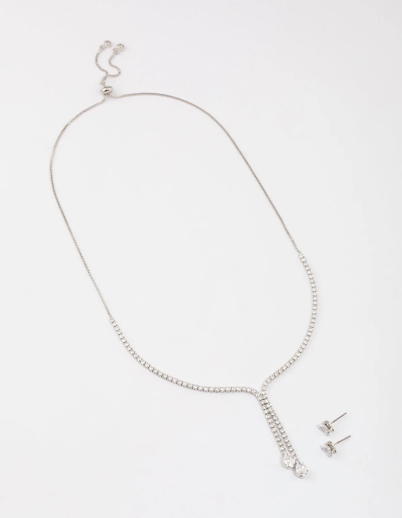 Silver Cup Chain Y-Neck Jewellery Set