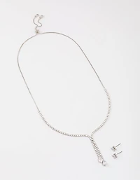 Silver Cup Chain Y-Neck Jewellery Set
