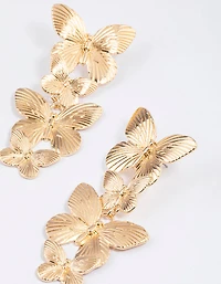 Gold Statement Butterfly Drop Earrings