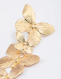 Gold Statement Butterfly Drop Earrings
