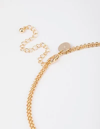 Gold Chunky Mixed Statement Double Layered Necklace