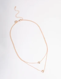 Rose Gold Heart Double Row Necklace