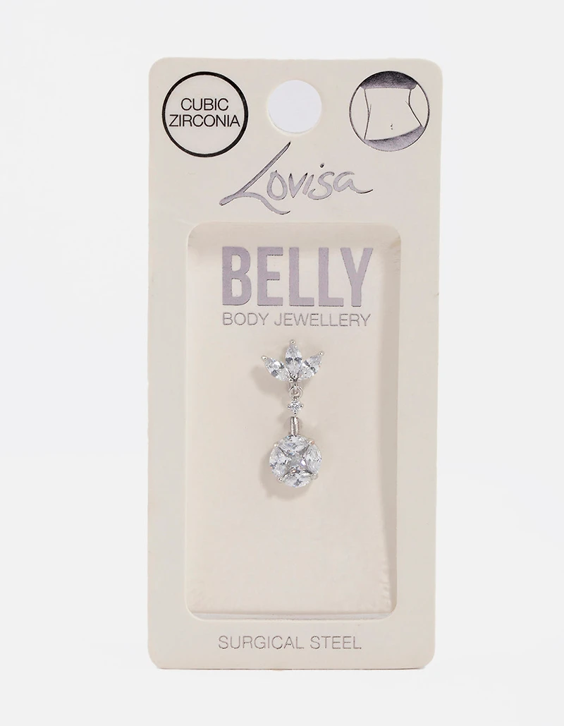 Surgical Steel Cubic Zirconia Triangular Fan Belly Ring