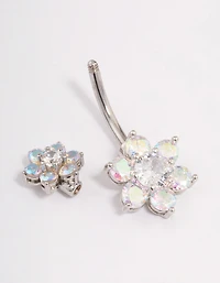 Surgical Steel Double Daisy Belly Ring
