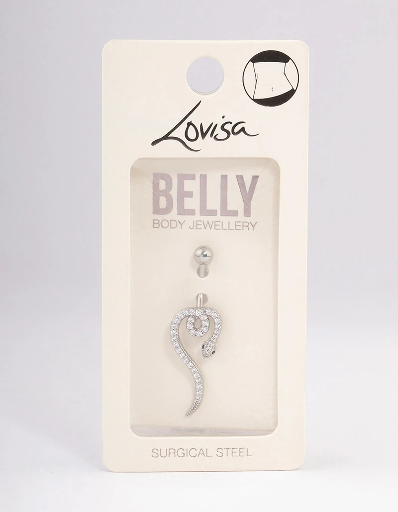 Surgical Steel Cubic Zirconia Serpent Belly Ring