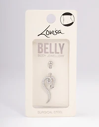 Surgical Steel Cubic Zirconia Serpent Belly Ring