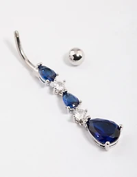 Surgical Steel Cubic Zirconia Tier Trio Belly Ring