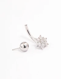 Surgical Steel Cubic Zirconia Flower Claw Belly Ring