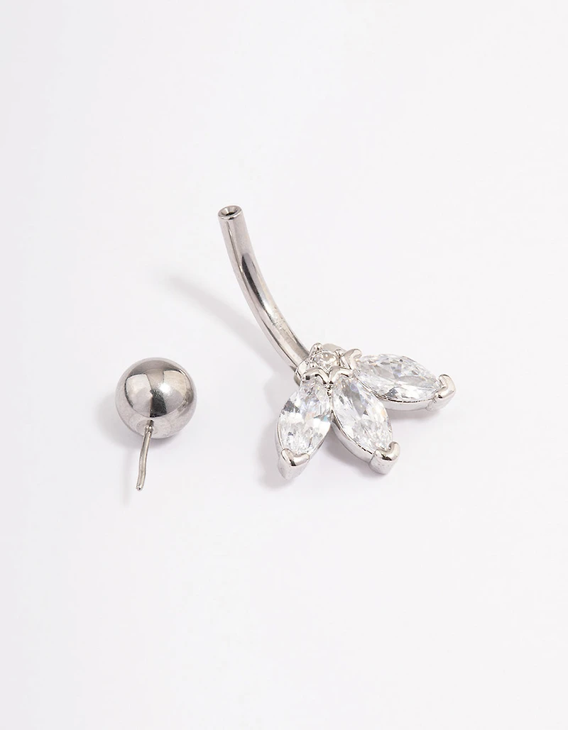 Surgical Steel Cubic Zirconia Marquise Claw Belly Ring