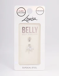 Surgical Steel Cubic Zirconia Marquise Claw Belly Ring