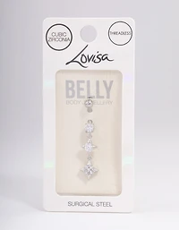 Surgical Steel Cubic Zirconia Star Drop Belly Ring