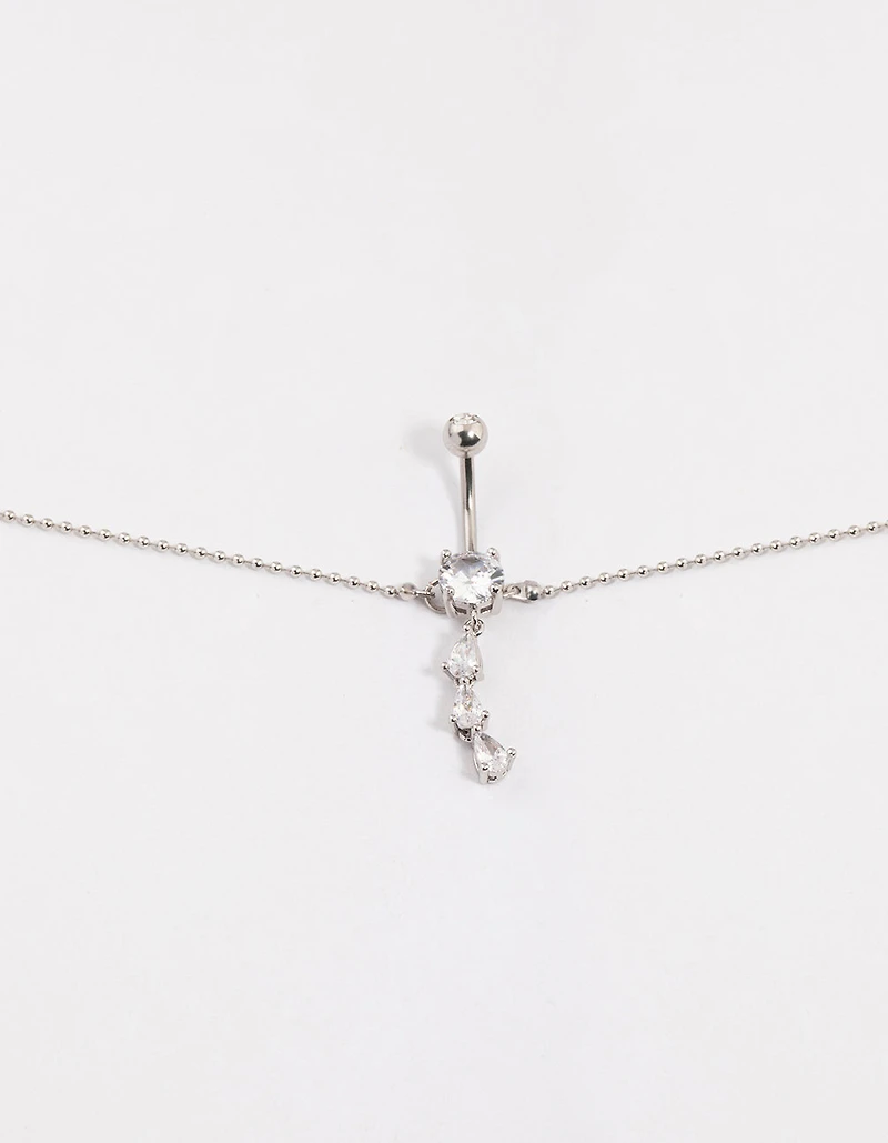 Surgical Steel Pear Drop Belly Ring Chain