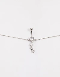 Surgical Steel Pear Drop Belly Ring Chain