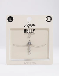 Surgical Steel Pear Drop Belly Ring Chain