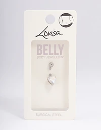 Surgical Steel Cubic Zirconia Love Heart Claw Belly Ring