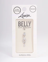 Surgical Steel Cubic Zirconia Tear Chain Belly Ring