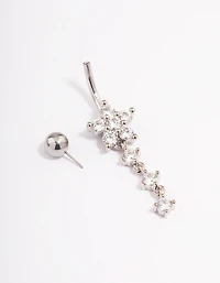 Surgical Steel Cubic Zirconia Flower Triple Belly Ring