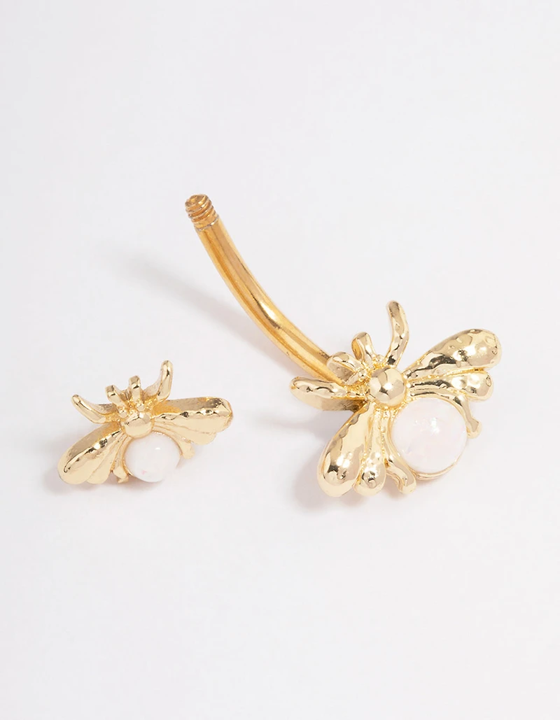 Gold Plated Surgical Steel Firefly Duo Belly Ring