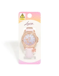Kids Lilac & Rose Gold Coloured Faux Leather Watch
