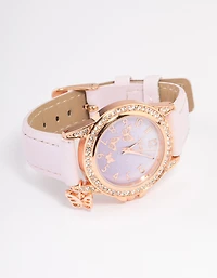 Kids Lilac & Rose Gold Coloured Faux Leather Watch