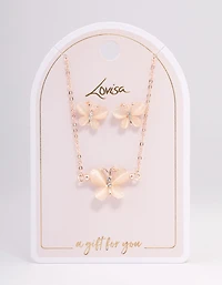 Rose Gold Cateye Butterfly Jewellery Set
