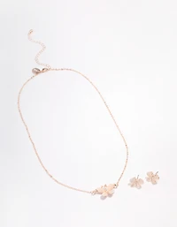 Rose Gold Cateye Butterfly Jewellery Set