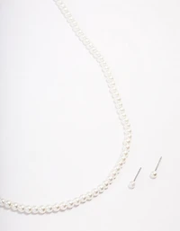 Silver Basic Pearl Strand Jewellery Set