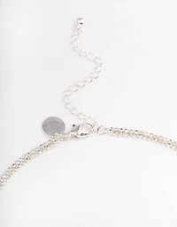 Silver Plated Diamante Double Layer Choker