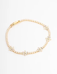 Gold Plated Flower Cup Chain Tennis Bracelet