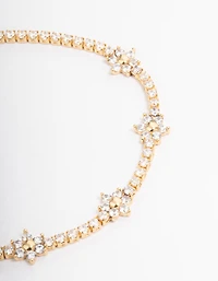 Gold Plated Flower Cup Chain Tennis Bracelet