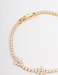 Gold Plated Flower Cup Chain Tennis Bracelet
