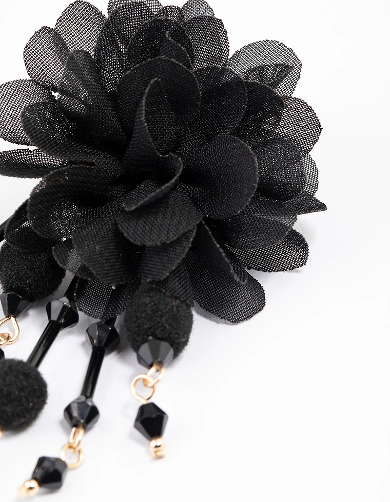 Boucles d’oreilles en tissu en or fleur statement