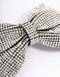 Fabric Diamante Bow Barette Clip